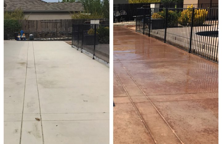 Concrete paint removal - before and after